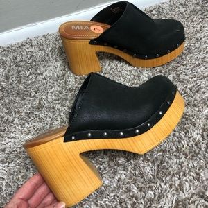 MIA Studded Faux Wood Clogs